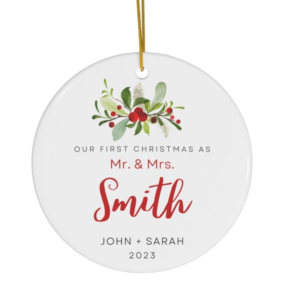 Custom Newlywed Ceramic Ornament