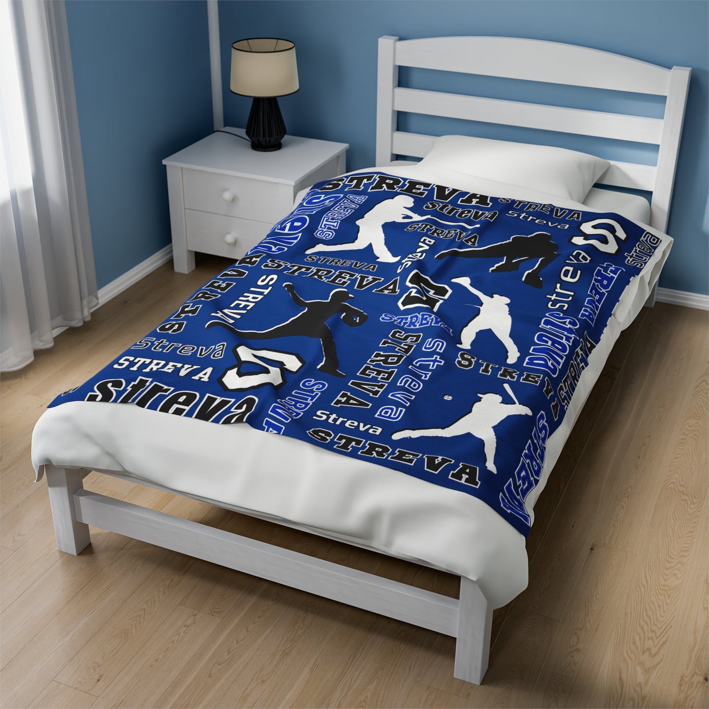 Custom Sport Baseball Silhouette Velveteen Plush Blanket