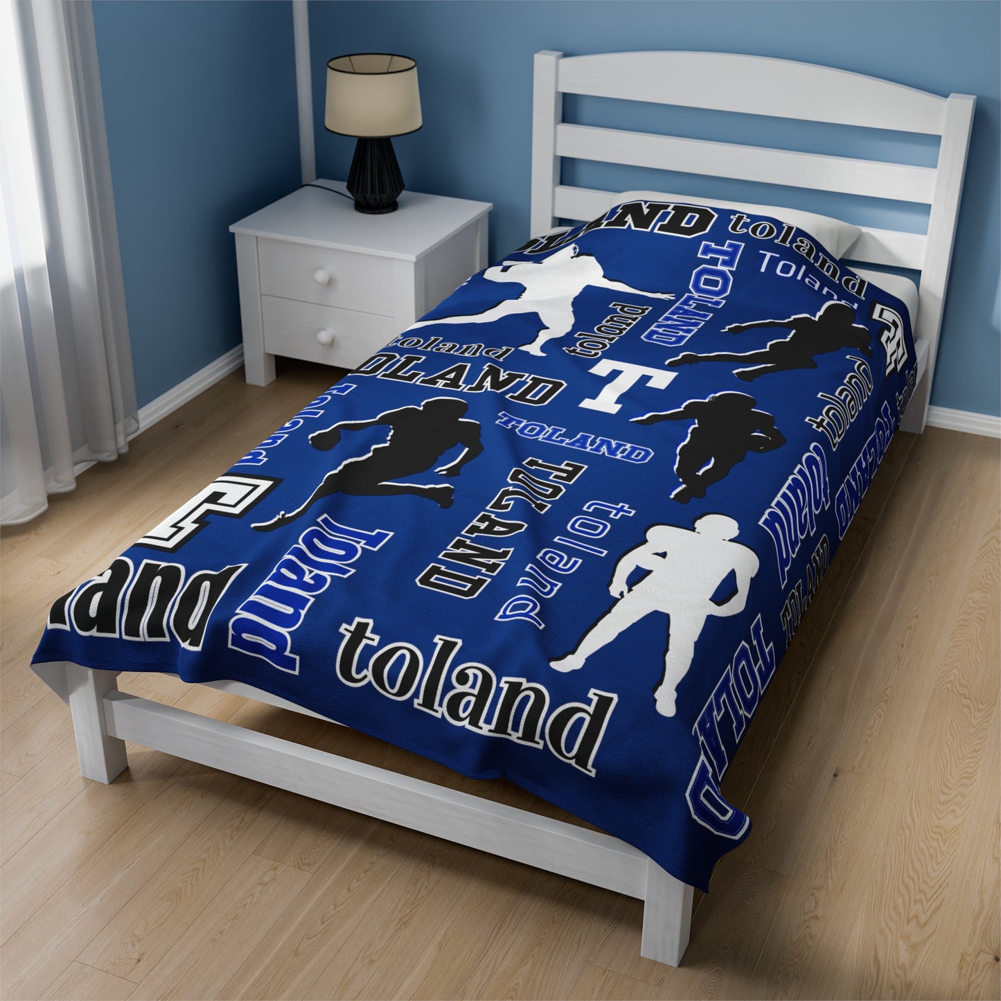 Custom Sport Football Silhouette Velveteen Plush Blanket