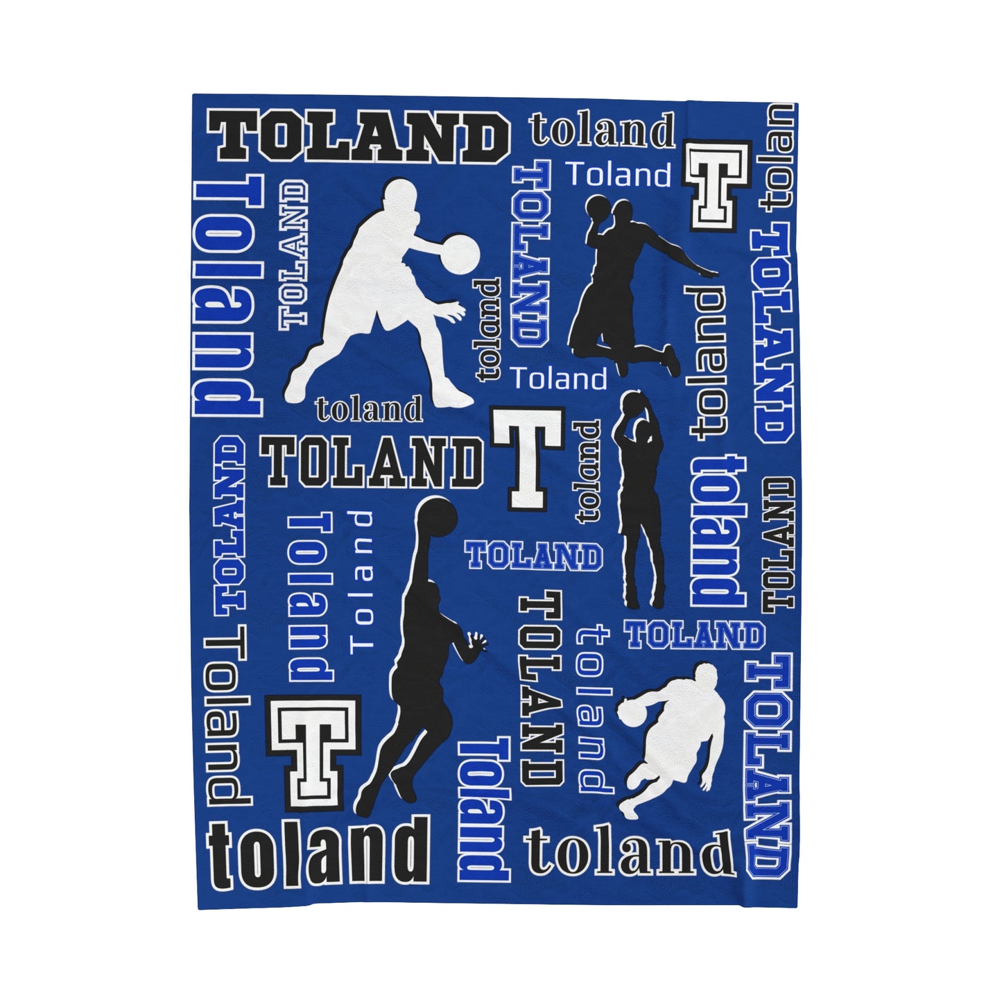 Custom Sport Basketball Silhouette Velveteen Plush Blanket