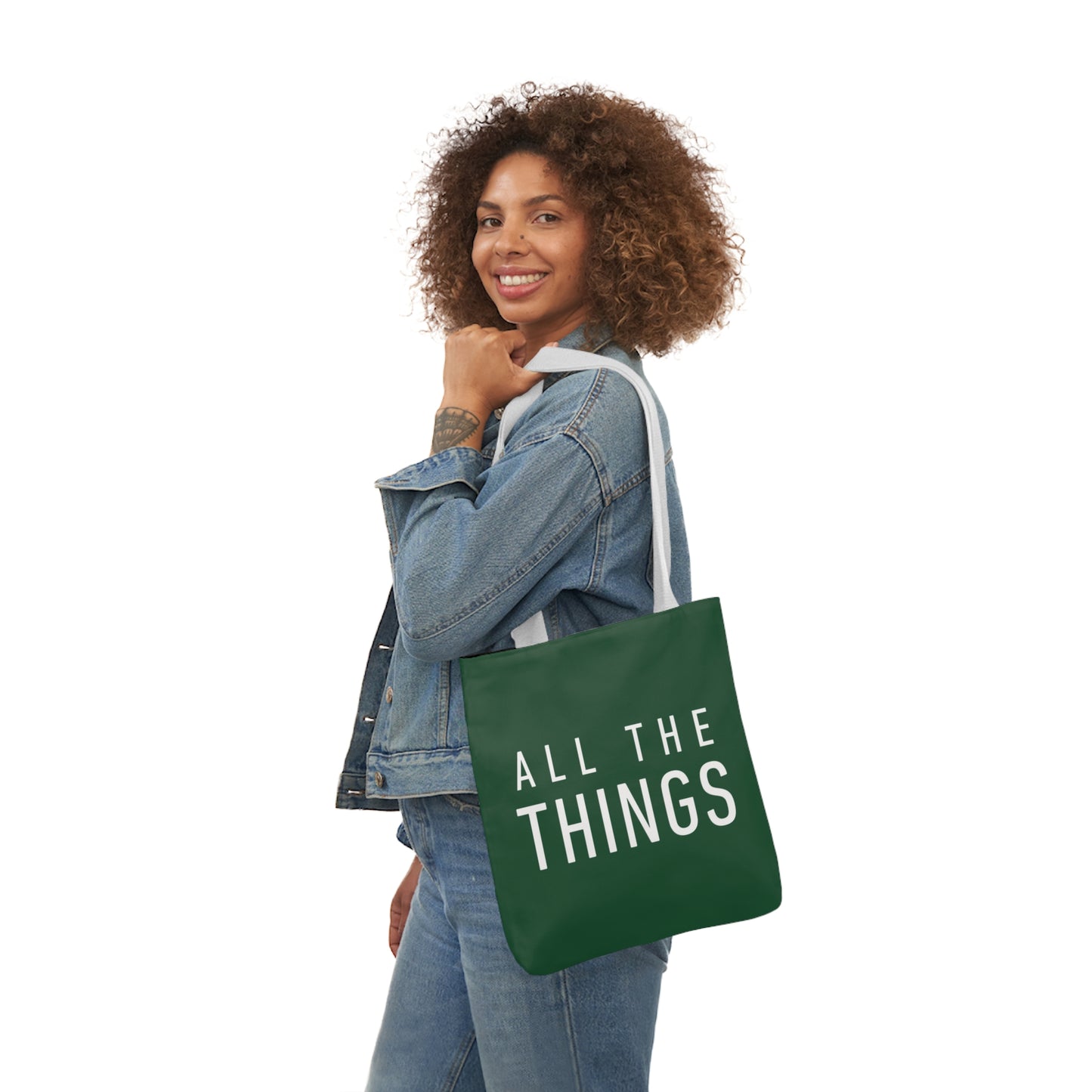 All The Things Green Polyester Canvas Tote Bag (AOP)