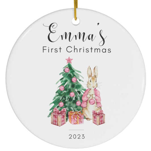 Custom Baby Girl's 1st Christmas Ornament Ceramic Ornament