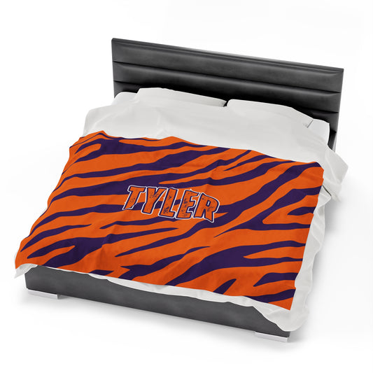 Custom Tiger Stripe Velveteen Plush Blanket