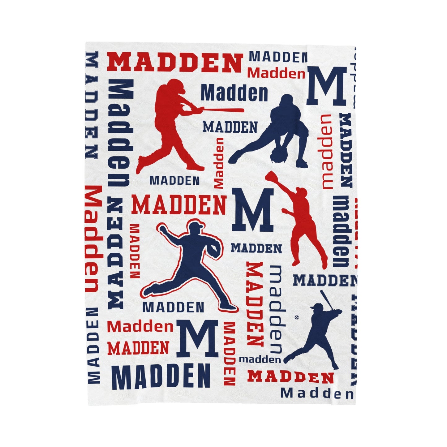 Custom Sport Baseball Silhouette Velveteen Plush Blanket