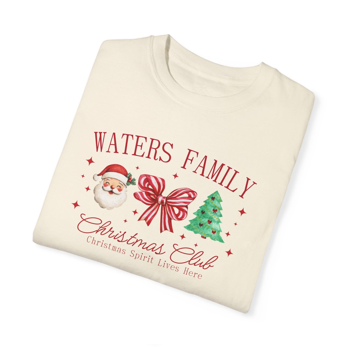 Matching Christmas T-shirts; Santa-Bow-Tree - Comfort Colors