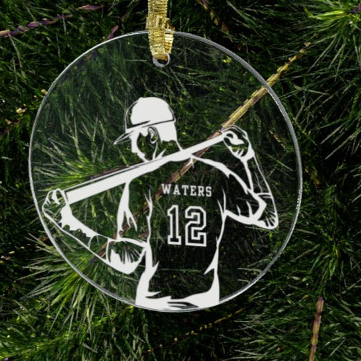 Custom Baseball Player with bat Acrylic Ornament