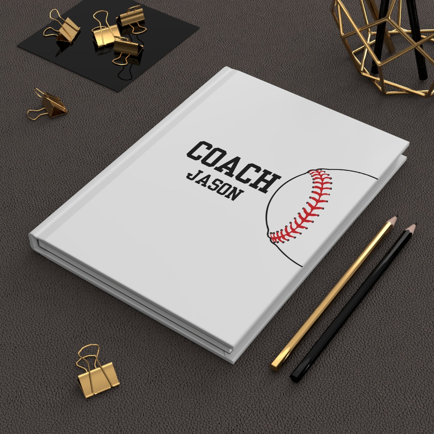 Personalized Coach Baseball Matte Journal Hardcover