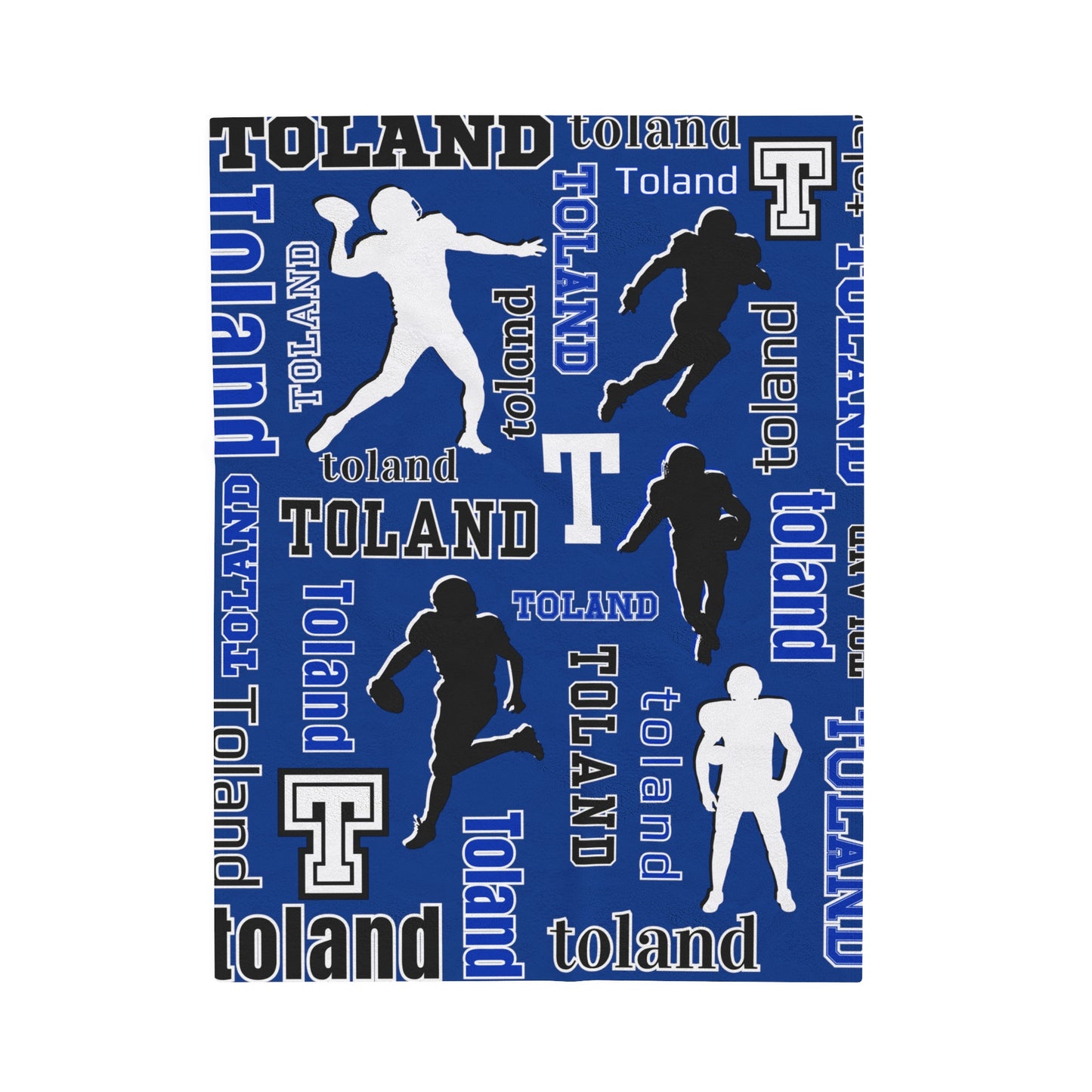 Custom Sport Football Silhouette Velveteen Plush Blanket