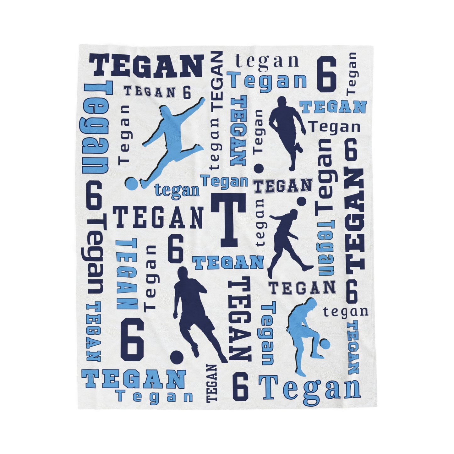 Tegan - Custom Men's Soccer Silhouette Velveteen Plush Blanket