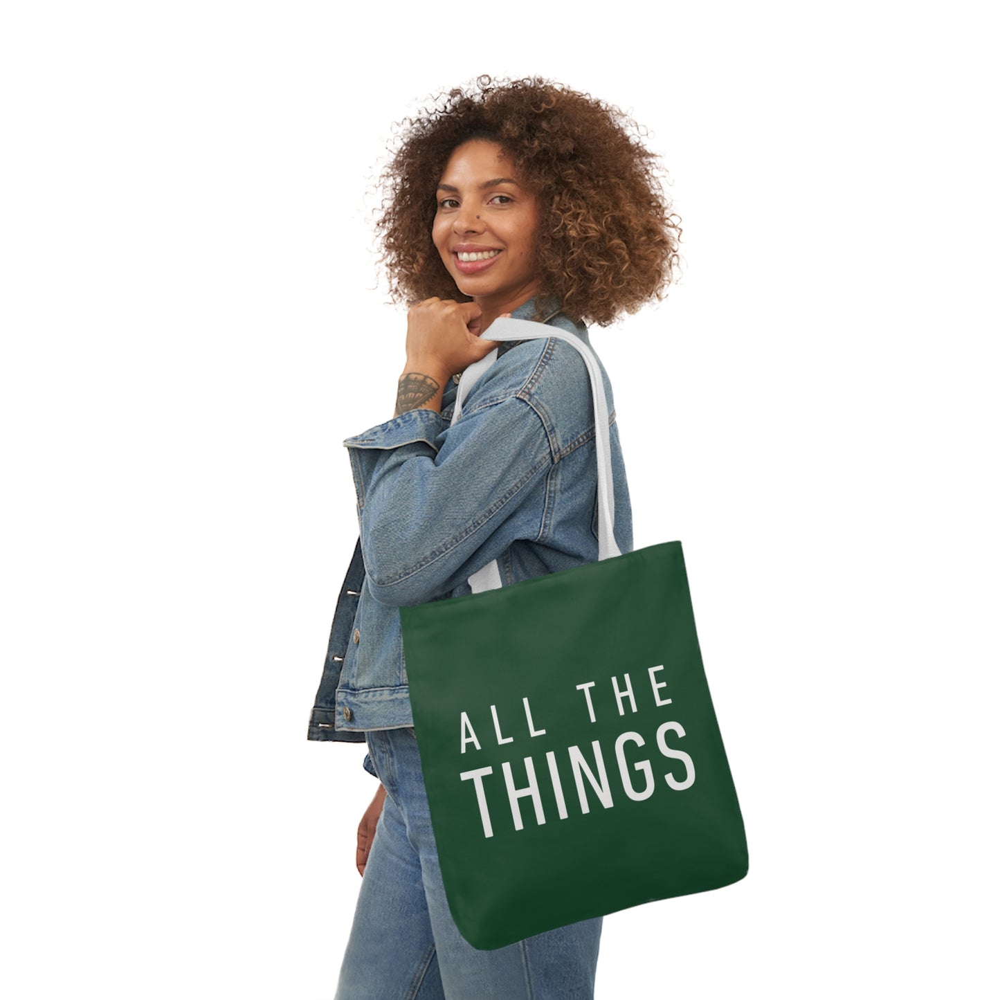 All The Things Green Polyester Canvas Tote Bag (AOP)