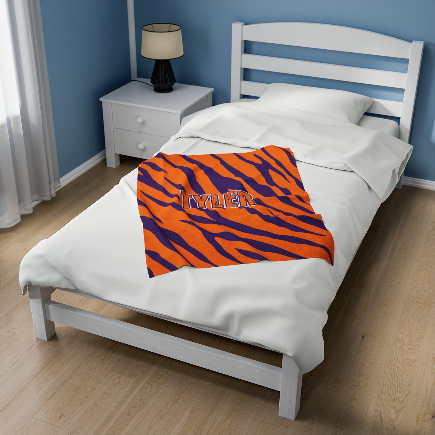 Custom Tiger Stripe Velveteen Plush Blanket