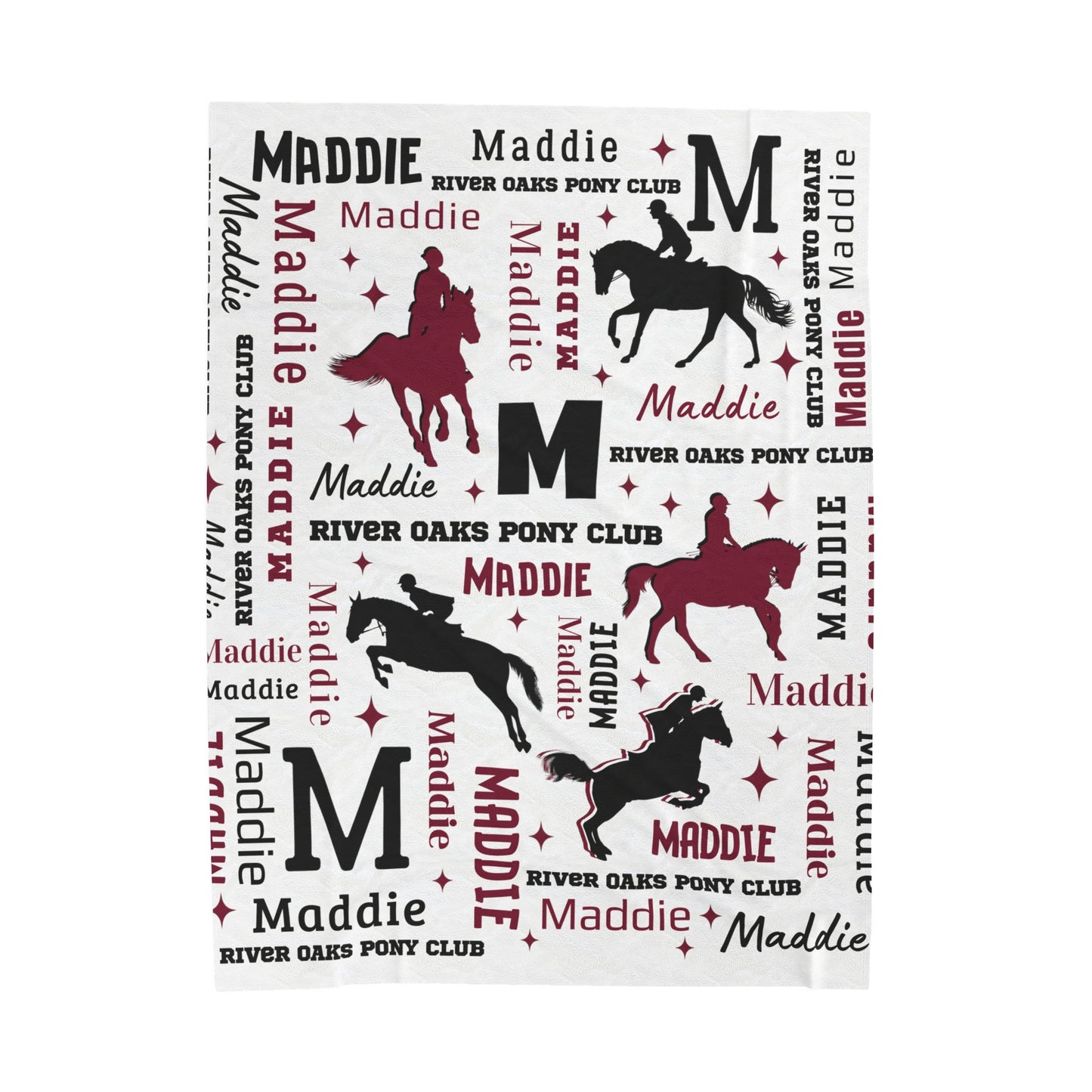 Maddie Custom Sport Show Jumping Silhouette Velveteen Plush Blanket