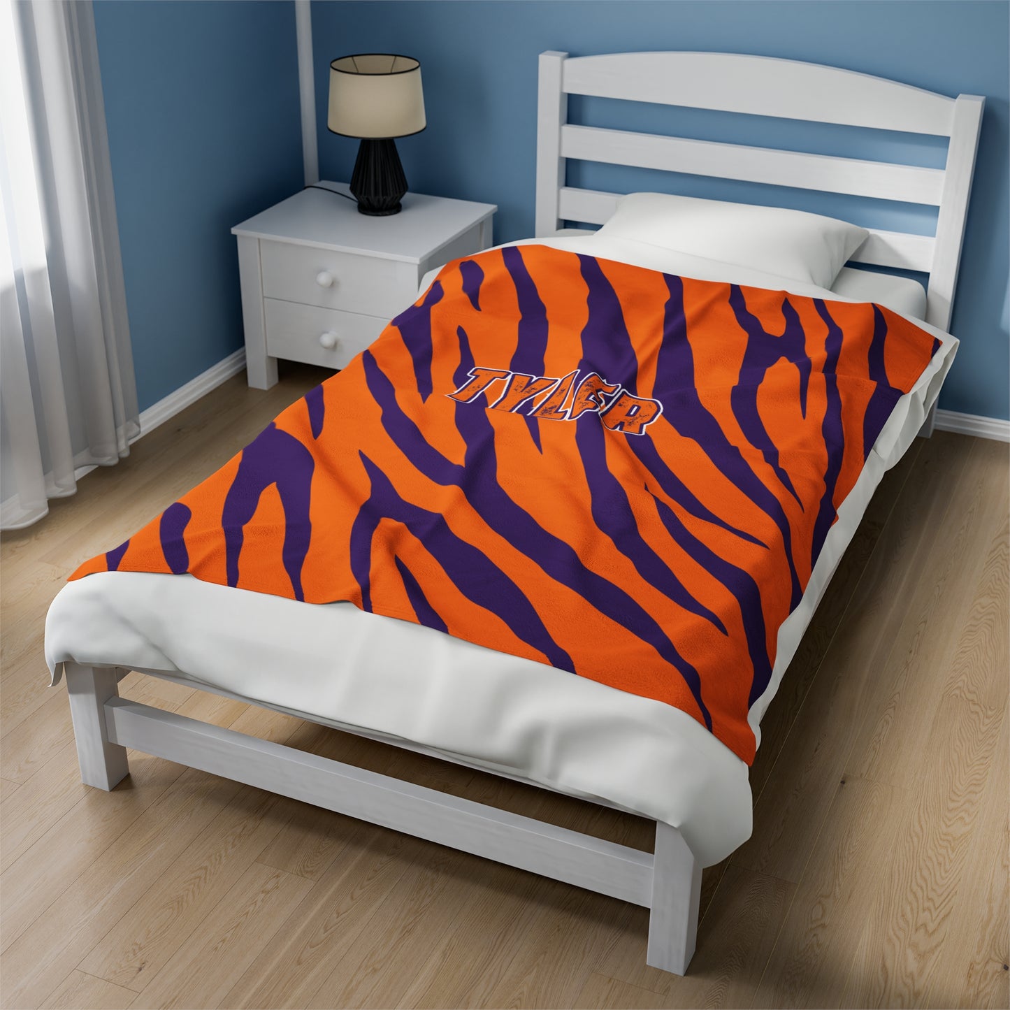 Custom Tiger Stripe Velveteen Plush Blanket