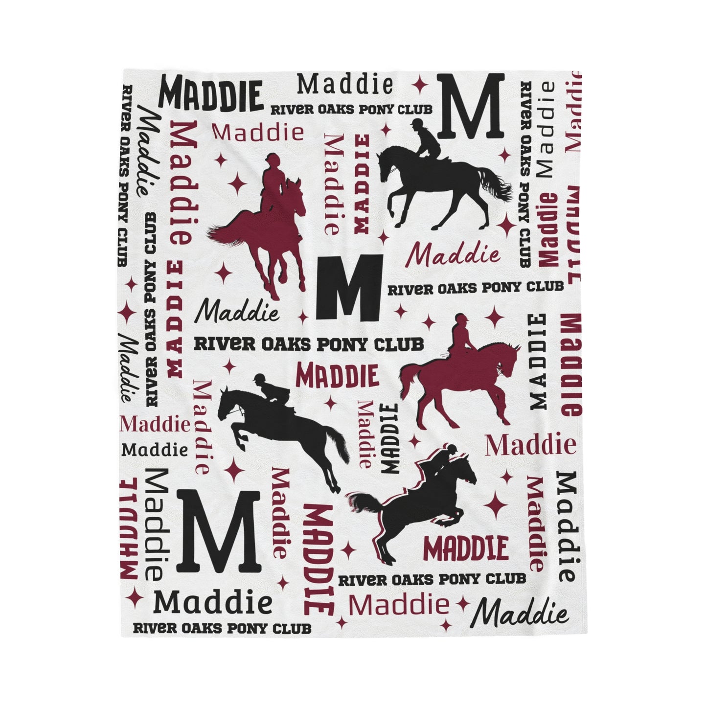 Maddie Custom Sport Show Jumping Silhouette Velveteen Plush Blanket