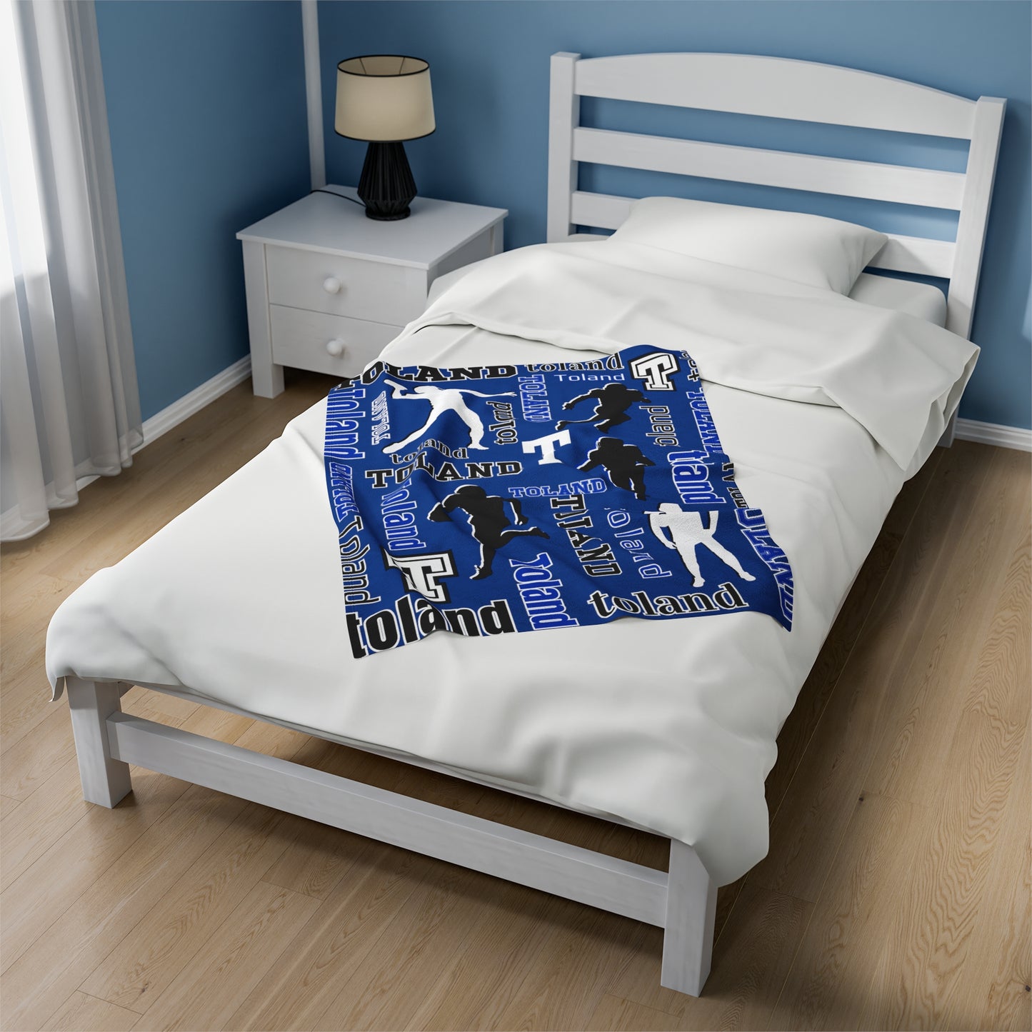 Custom Sport Football Silhouette Velveteen Plush Blanket