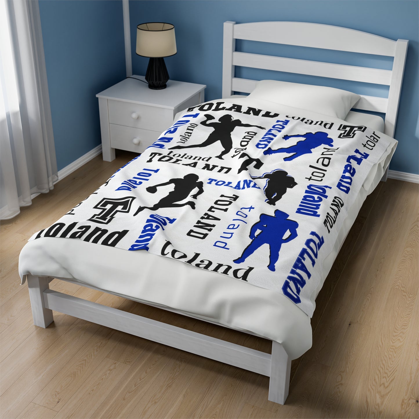 Custom Sport Football Silhouette Velveteen Plush Blanket