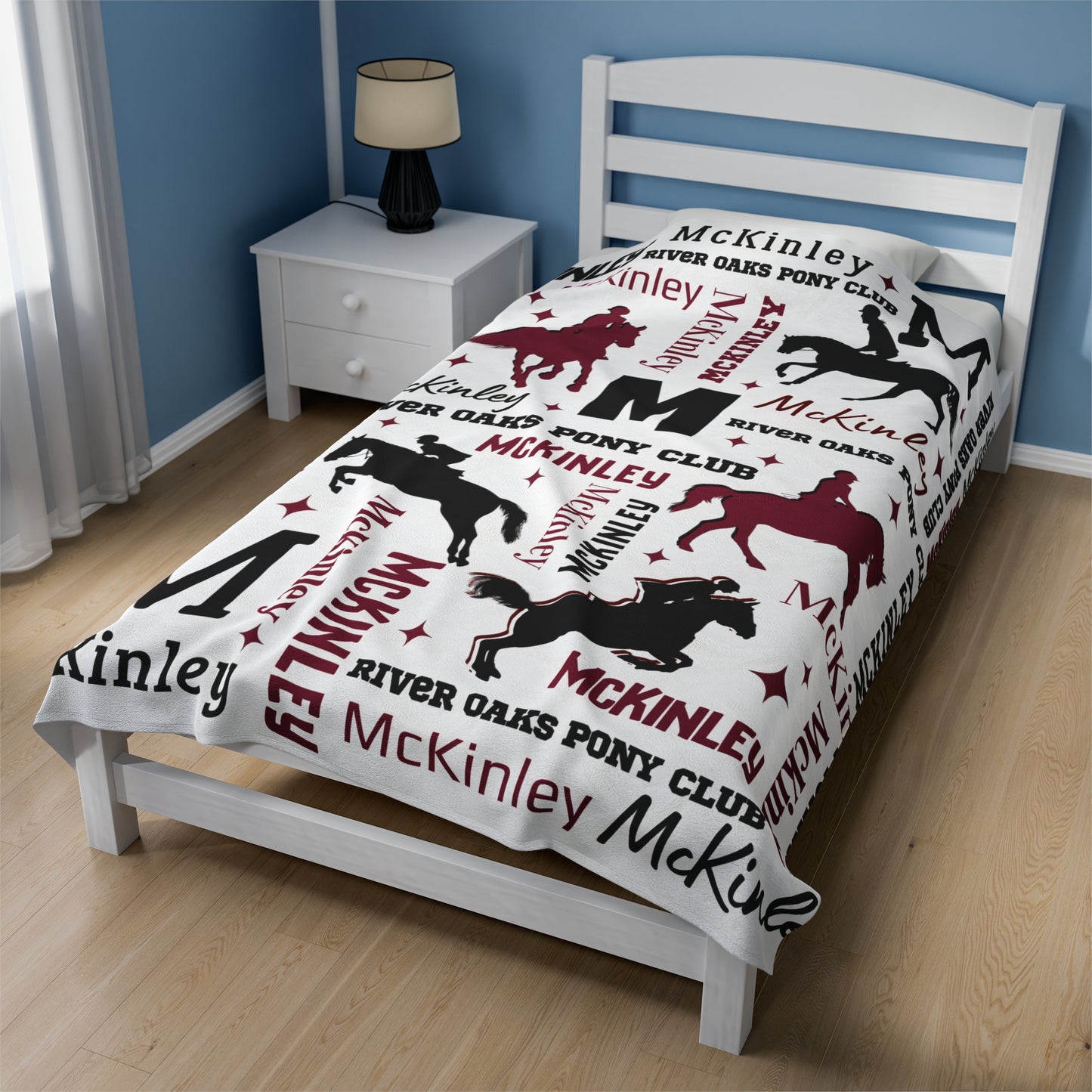 McKinley Custom Sport Show Jumping Silhouette Velveteen Plush Blanket