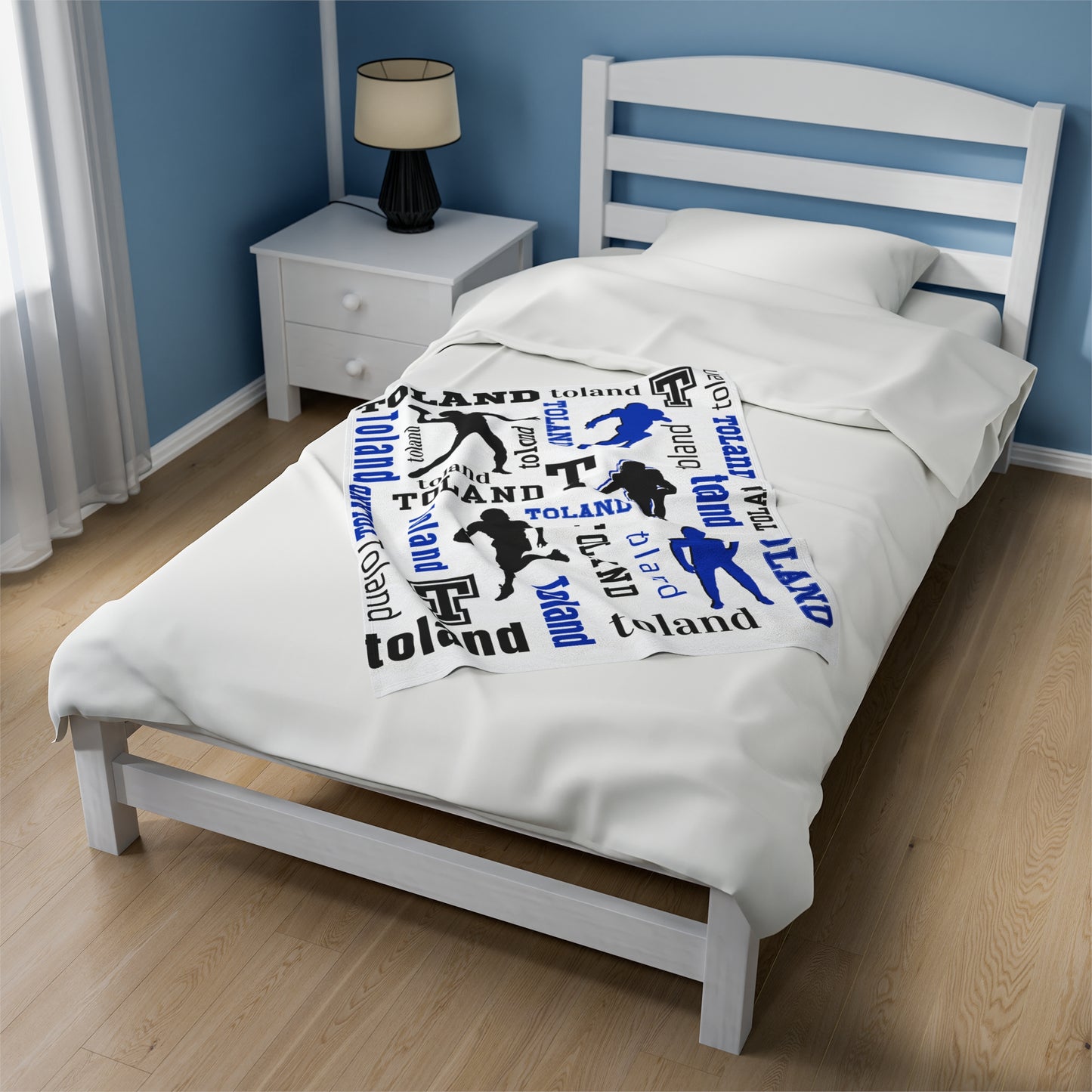 Custom Sport Football Silhouette Velveteen Plush Blanket