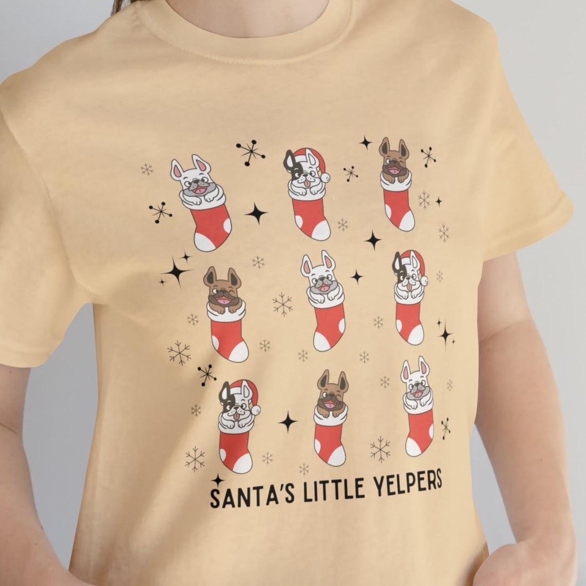 Santa's Little Yelpers Frenchie Christmas Unisex Jersey Short Sleeve Tee