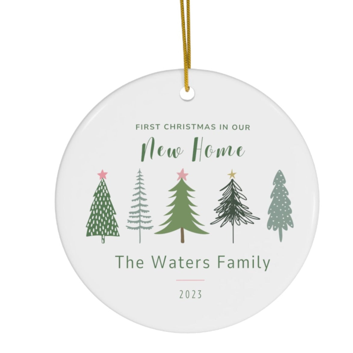 Custom First Christmas in Our New Home Ceramic Ornament