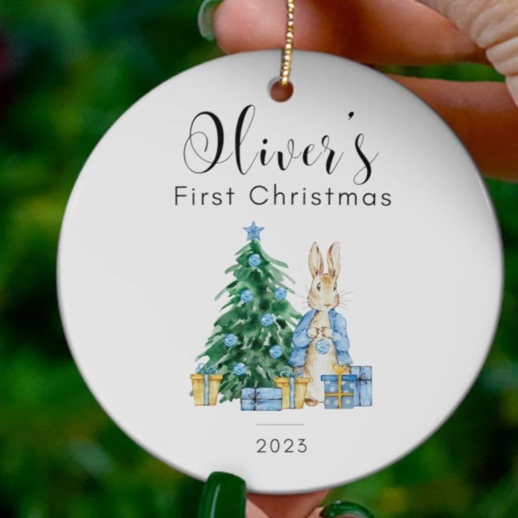 Custom Baby Boy's 1st Christmas Ornament Ceramic Ornament