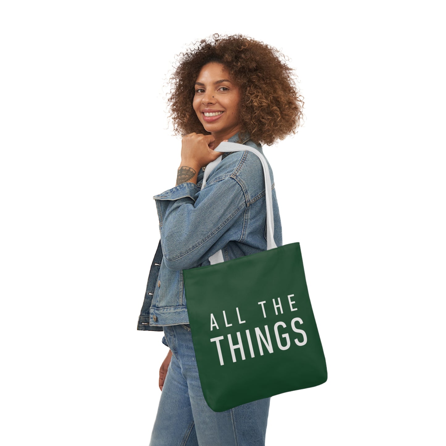 All The Things Green Polyester Canvas Tote Bag (AOP)