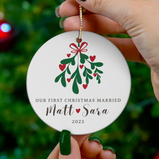 Our first Christmas married Ceramic Ornament