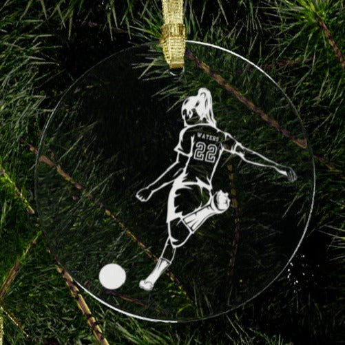 Custom Women's Soccer Player Acrylic Ornament