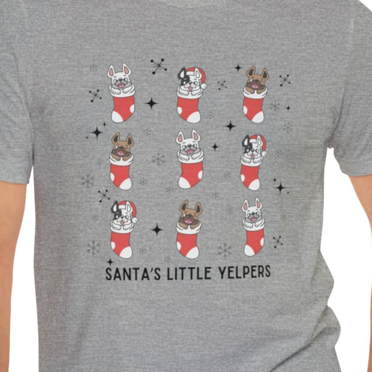 Santa's Little Yelpers Frenchie Christmas Unisex Jersey Short Sleeve Tee