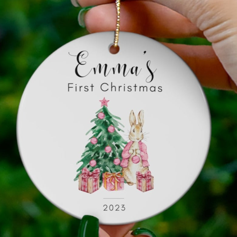 Custom Baby Girl's 1st Christmas Ornament Ceramic Ornament