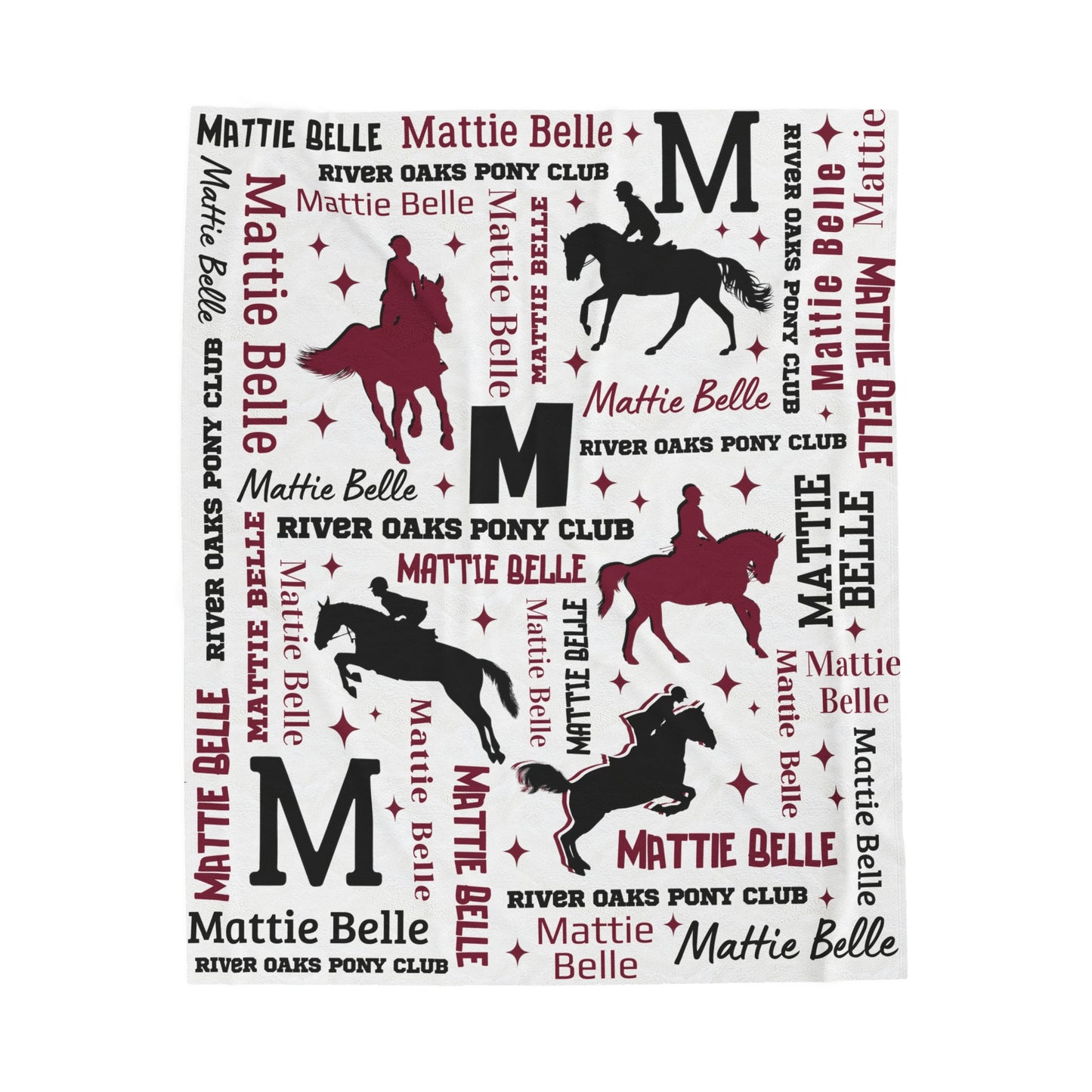 Mattie Belle Custom Sport Show Jumping Silhouette Velveteen Plush Blanket