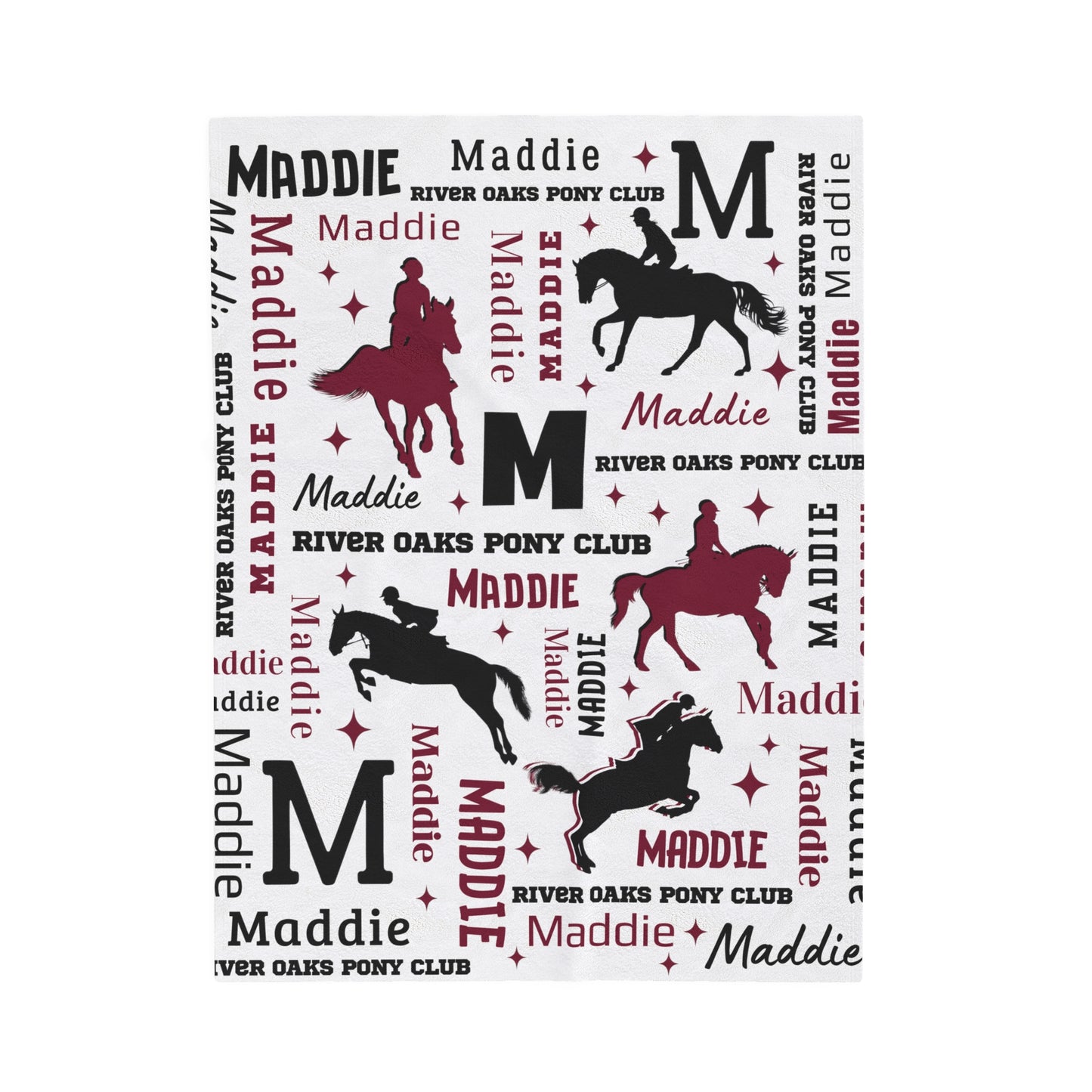 Maddie Custom Sport Show Jumping Silhouette Velveteen Plush Blanket