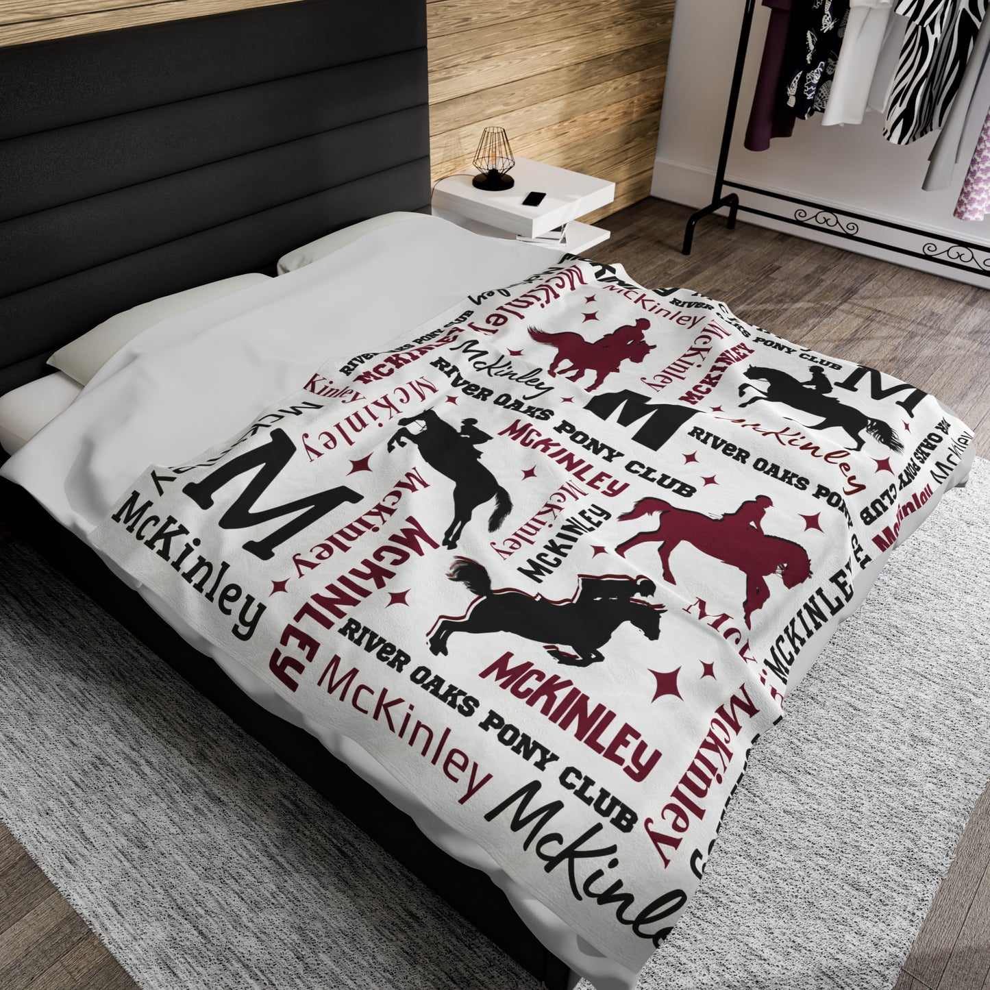 McKinley Custom Sport Show Jumping Silhouette Velveteen Plush Blanket