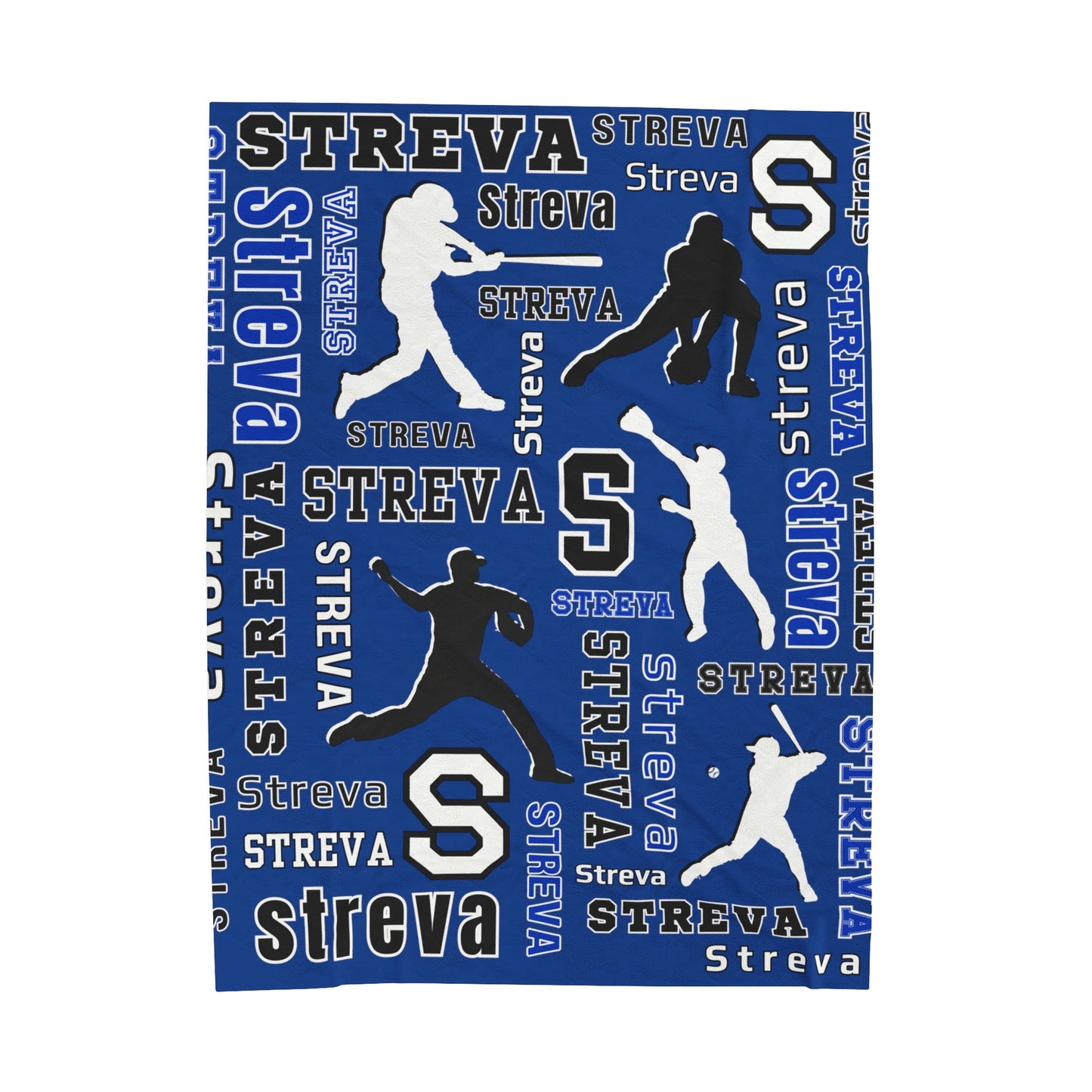 Custom Sport Baseball Silhouette Velveteen Plush Blanket