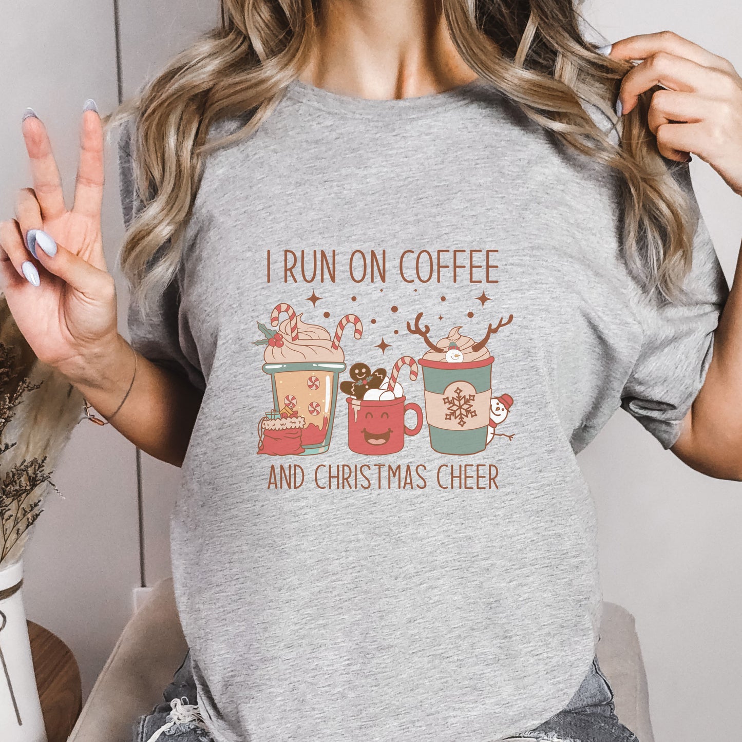 I run on coffee and Christmas cheer t-shirt