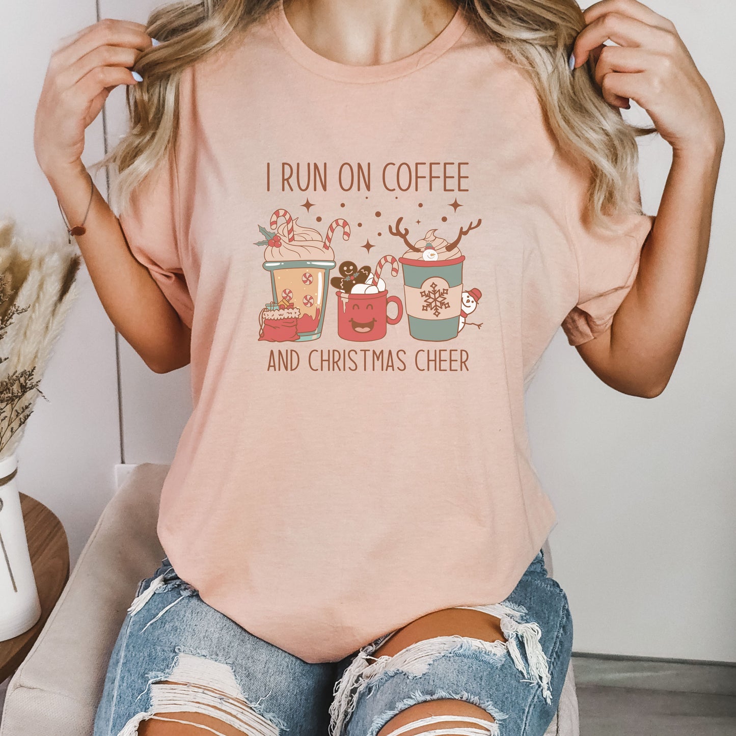 I run on coffee and Christmas cheer t-shirt