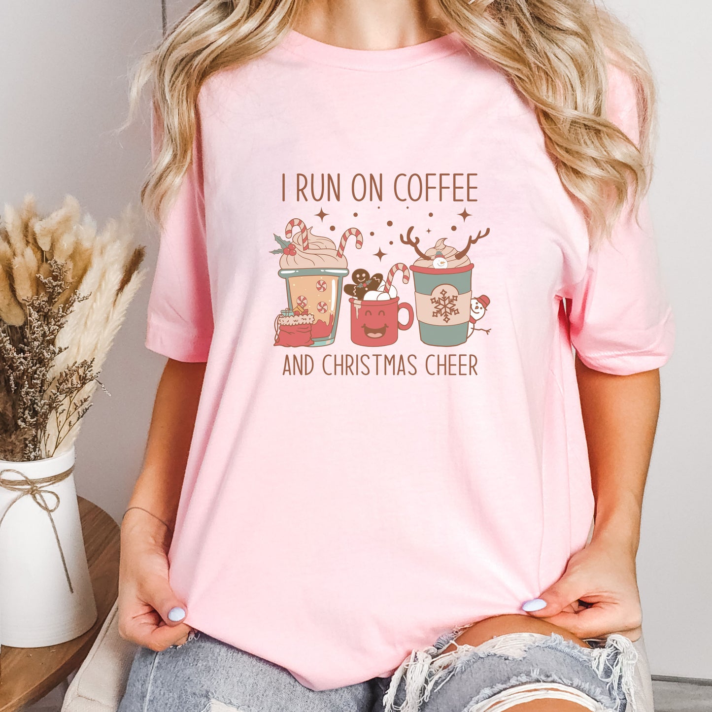 I run on coffee and Christmas cheer t-shirt