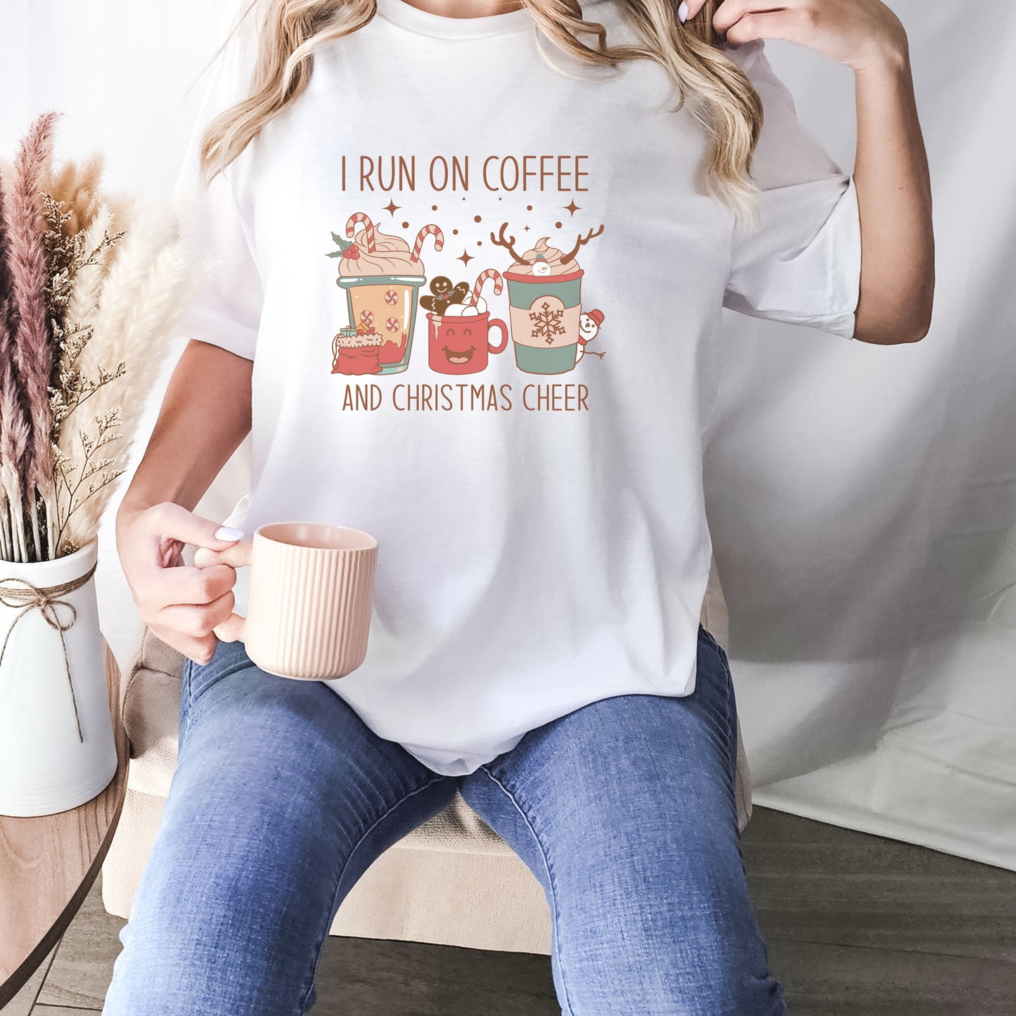 I run on coffee and Christmas cheer t-shirt