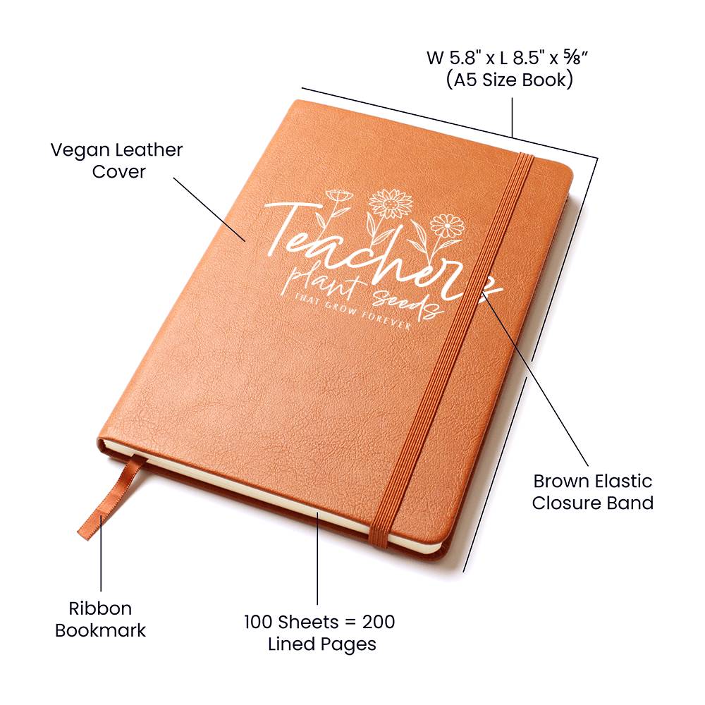 Teachers Plant Seeds That Grow Forever vegan leather journal