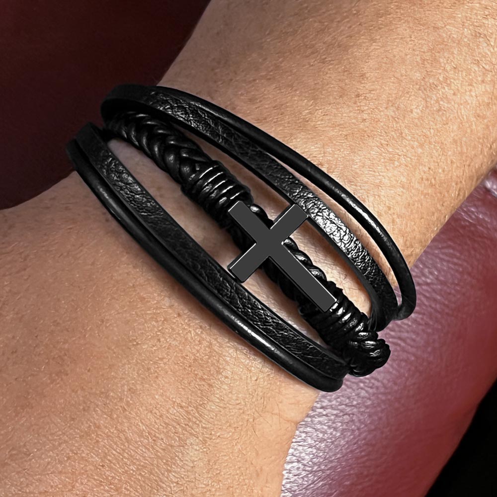 Be strong and courageous cross bracelet