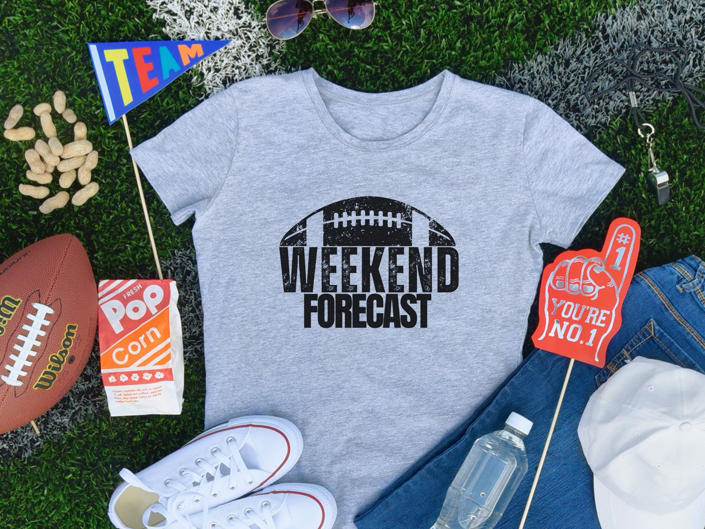 Weekend Forecast Football T-shirt