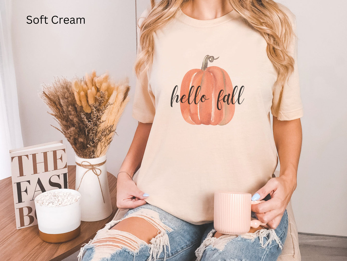 Hello Fall Watercolor Pumpkin T-shirt